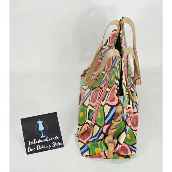 Franco Sarto Women's Multicolor Retro Hippy Vinyl Patterned Tote Large 065 - Picture 9 of 14